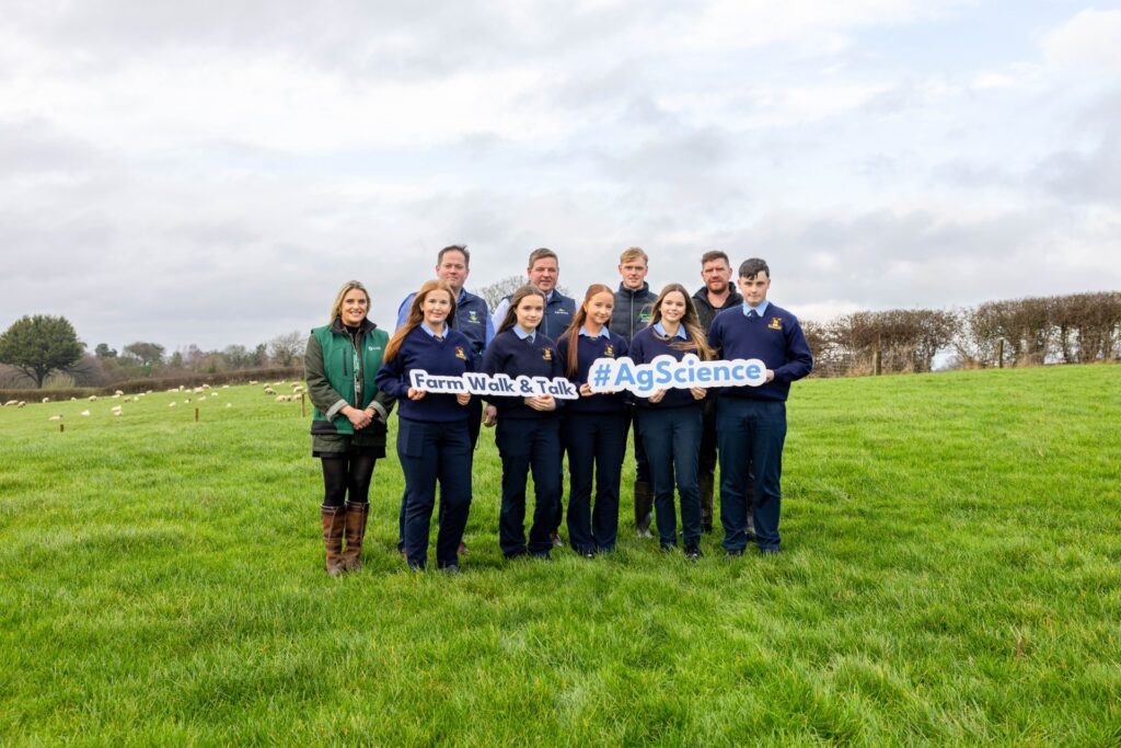 Gráinne McGrath, Laois and Offaly Education and Training Board; Damien Dempsey, School of Agriculture and Food Science, University College Dublin; Agri Aware Chair Shay Galvin; Eogan Callaghan, Teagasc; Shaun Diver, Irish Farmers Journal, pictured alongside students from Tullamore College.